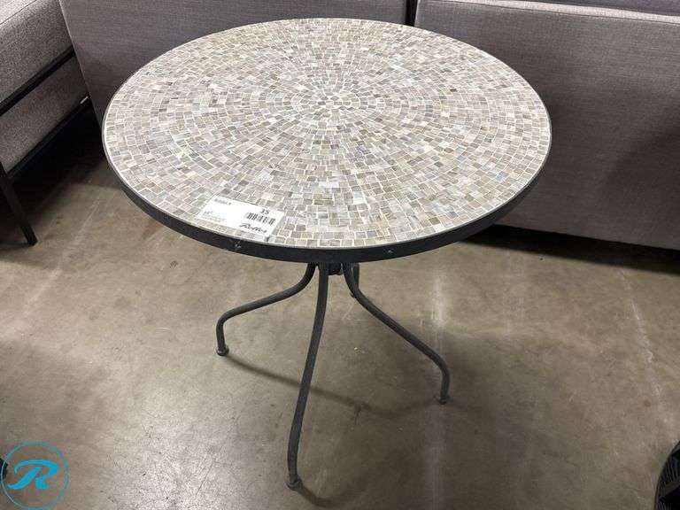 Round Mosaic-Top 28" Table with Metal Base