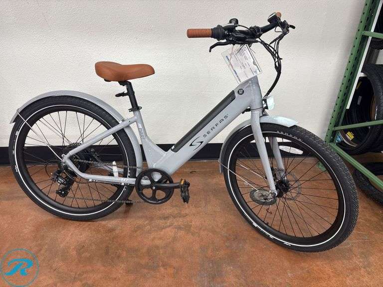 Serfas Dart 500W Step-Through Electric Bicycle in Tundra Grey, Size Medium / Large