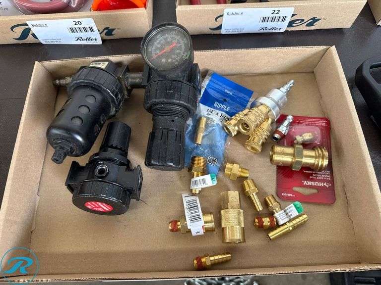 Pneumatic Regulators, Gauges, and Brass Fittings