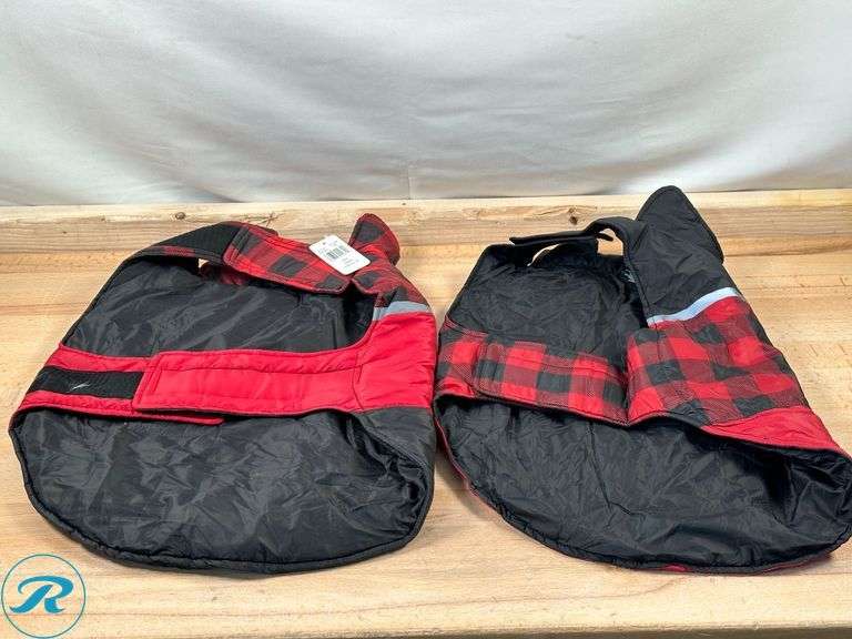 (4) 32 Degrees Heat: Dog Jacket, Red Flannel,Assorted Size- Used - Roller Auctions
