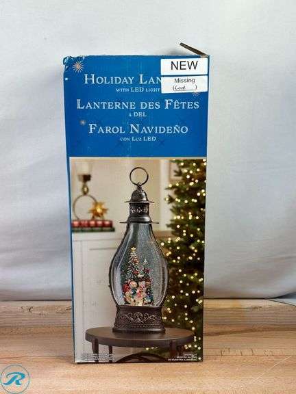 14" Lighted Glitter Tree Lantern, Set of 2- New/ (1) Unit isn't  Lighting up; (2) Holiday Lantern with LED- New/ (1) Missing Cord - Roller Auctions