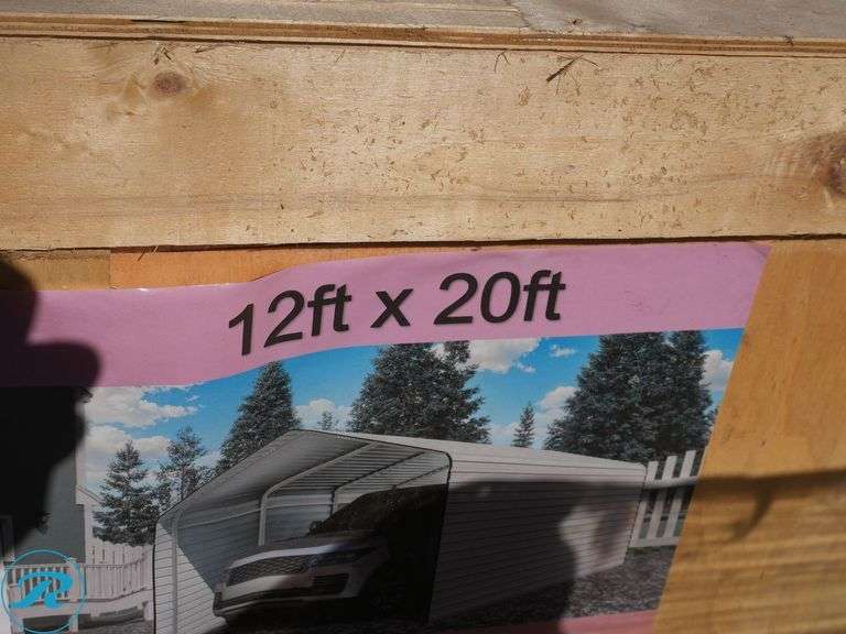 New SD Lanch SDLC1220 Metal Carport, Enclosed Sides, 12' x 20' - Roller Auctions