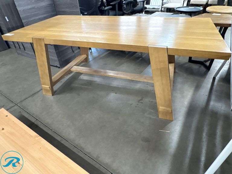 Wood Dining Table with Trestle Base, 84 in. x 40 in. x 30 in. - Roller Auctions