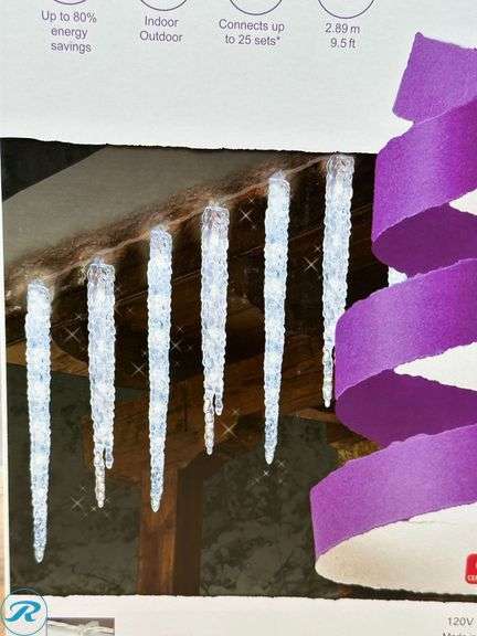 (2) GE: Energy Smart Random Sparkle 20-Count 100 LED Twinkling Ice Crystal Icicle Set- New - Roller Auctions