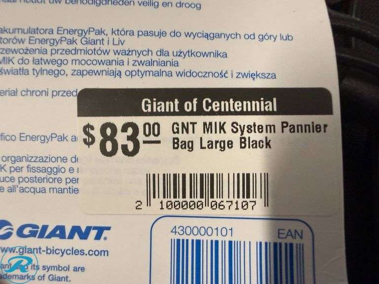 (2) Giant MIK System Pannier Bags, Large and Small - Roller Auctions