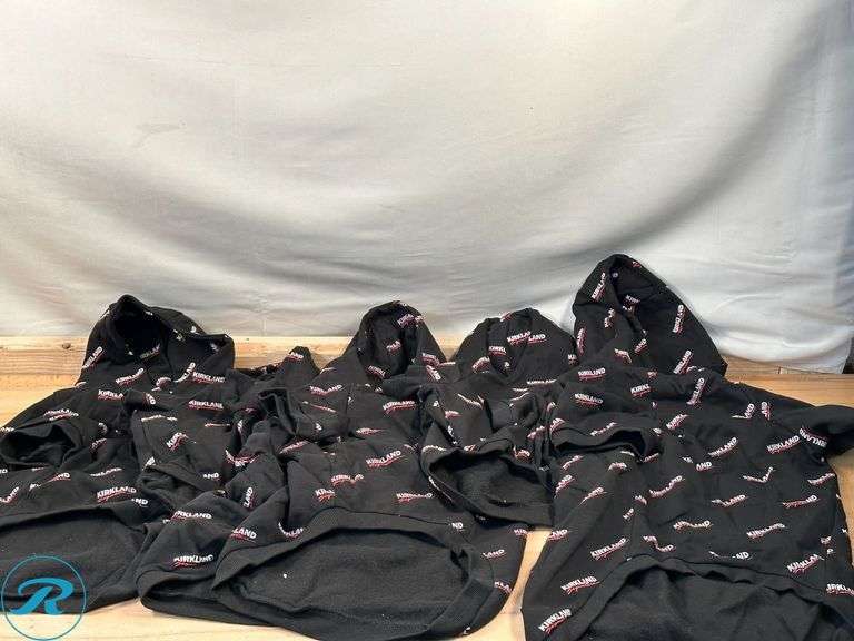 (6) Kirkland Signature: Pet Logo Hoodie, Assorted Size, Black- Like New - Roller Auctions