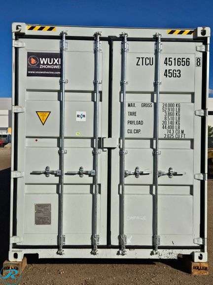 New 2025 40' Steel Storage Container, High Cube, 9'6" High X 8' Wide, (2) Double Door Side Openings - Roller Auctions