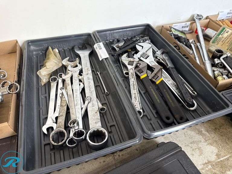 (2) Trays of Wrenches and Adjustable Spanners