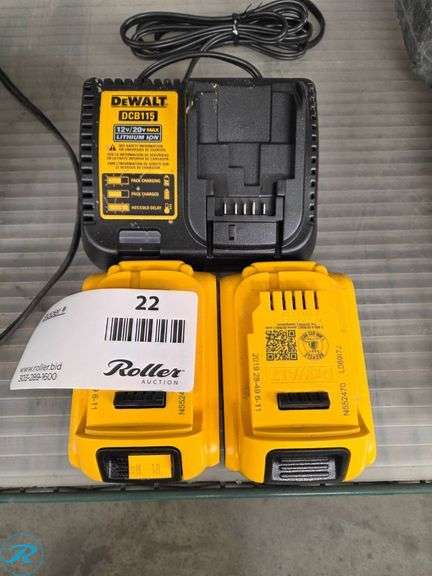 DeWalt DCB115 Charger with (2) DeWalt 20V Max Batteries - Roller Auctions