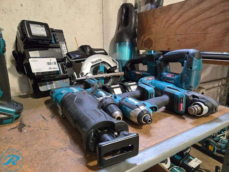 (8) Makita 18V Tools With (4) Batteries and Charger