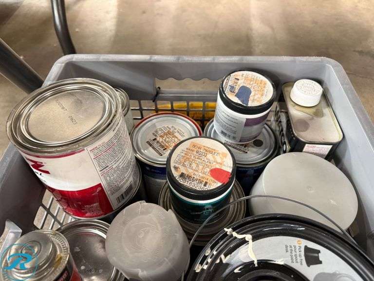 Crate of Paints, Including Behr Marquee and Rust-Oleum - Roller Auctions
