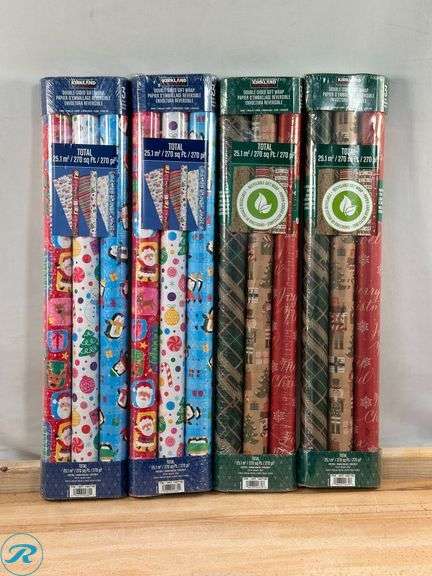 (4) Kirkland Signature Everyday Gift Wrap, 270 sq. ft., Assorted Colors, 3pk- New - Roller Auctions