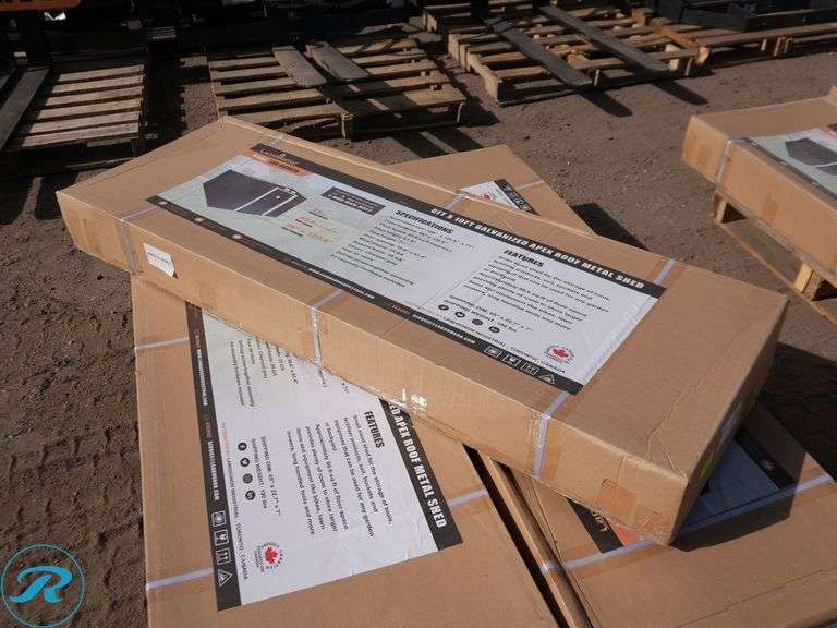 New Land Honor LHR-MS0608 Galvanized Apex Roof Metal Shed, 6' x 8' - Roller Auctions