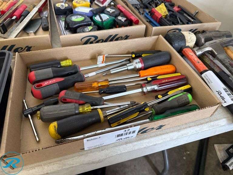 Tray of Screwdrivers and Hand Tools