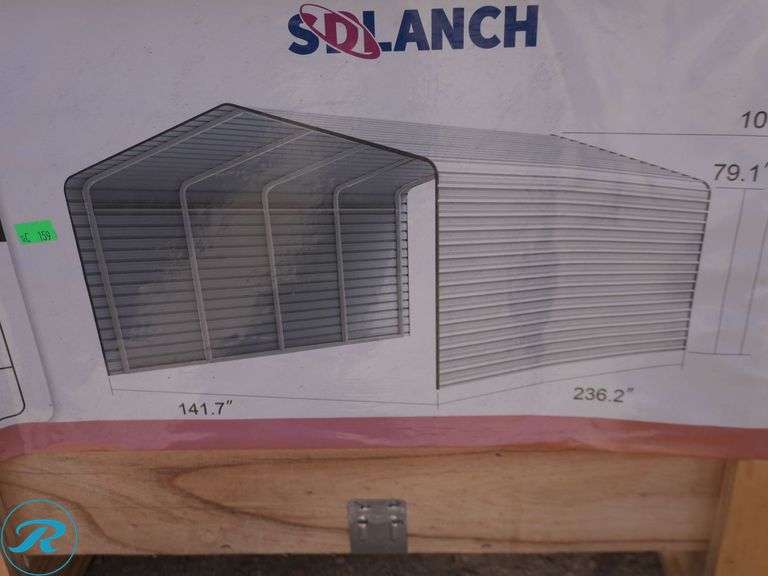 New SD Lanch SDLC1220 Metal Carport, Enclosed Sides, 12' x 20'