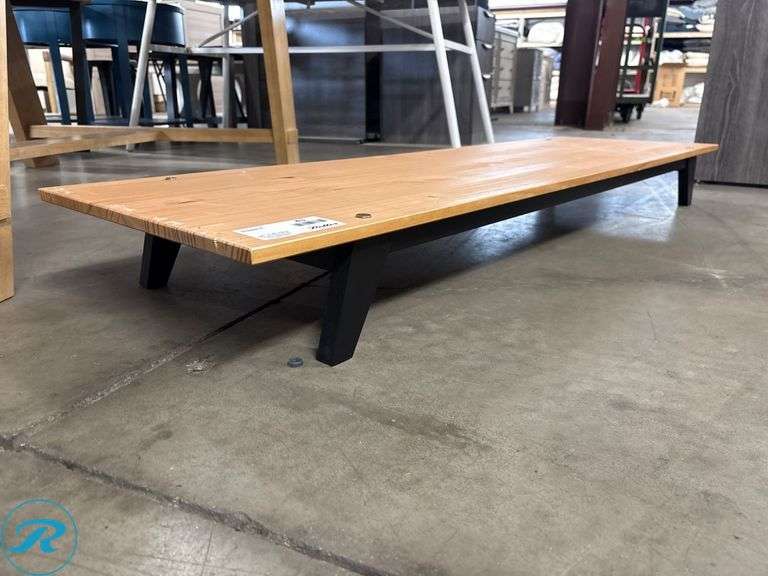 Wood Platform with Black Metal Legs, 60 in. x 18 in. x 6 in. - Roller Auctions