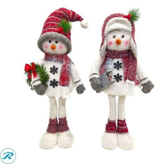 Plush Holiday Snowmen, Set of 2- New