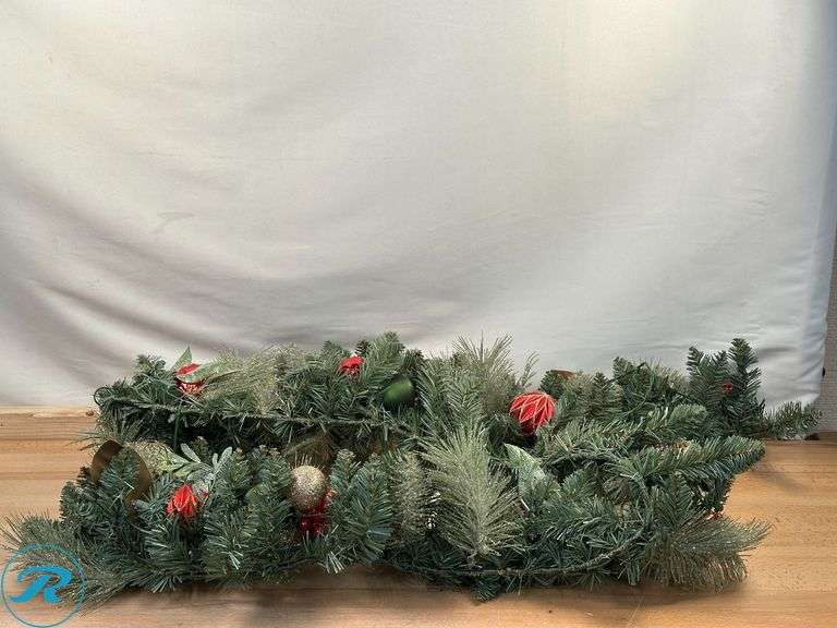 9' Pre-lit LED with Twinkle Artificial Decorated Garland, Red- Used/ Some Lights Don't Function