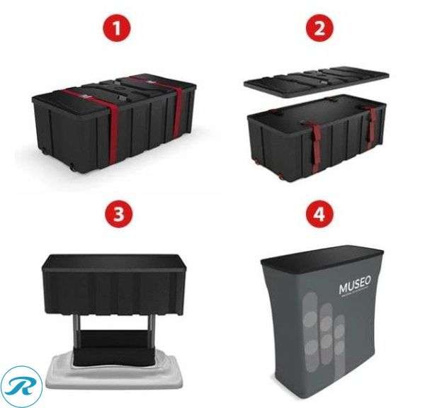 (4) CA500 Trade Show Case to Counters and (1) 28" Partial Waterfall Shelving Display - Roller Auctions