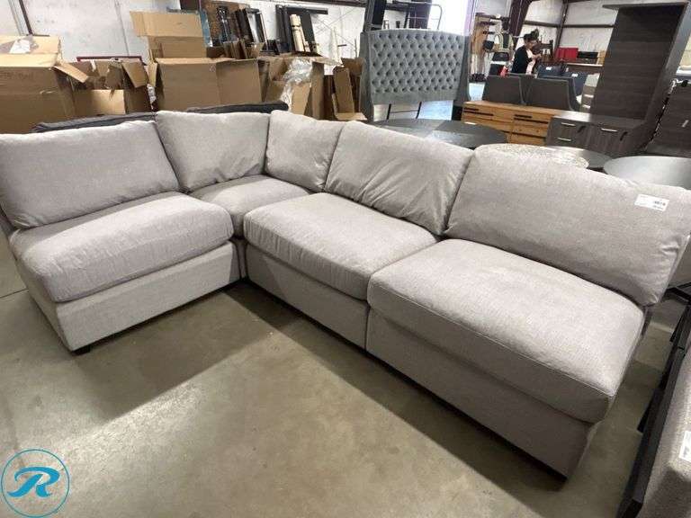 Coaster Fine Furniture Sectional Sofa in Light Gray Fabric