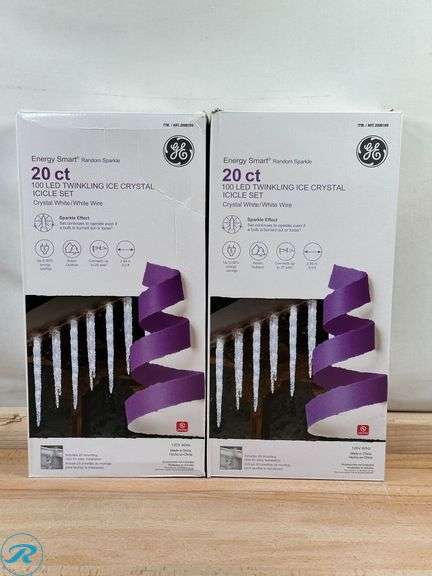 (2) GE: Energy Smart Random Sparkle 20-Count 100 LED Twinkling Ice Crystal Icicle Set- New