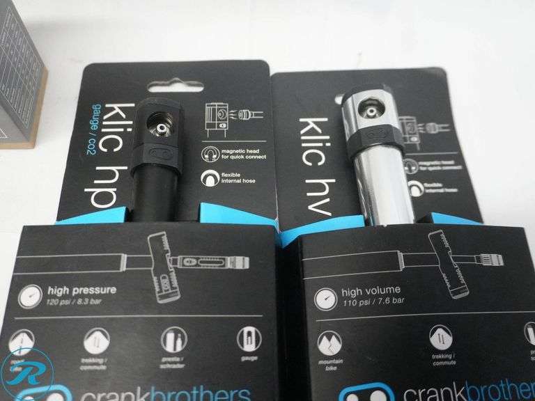 Bike Accessories Including Crank Brothers Klic HP and HV Pumps, Lezyne Pump, Knog Cobber Light, and Serfas Grifter Tool - Roller Auctions