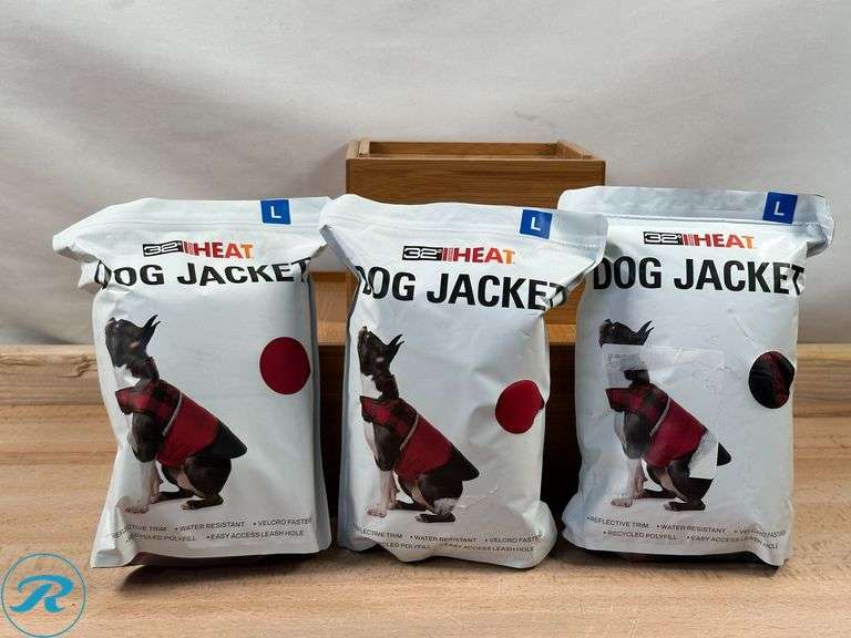 (3) 32 Degrees Heat: Dog Jacket, Red Flannel, Large- Like New - Roller Auctions