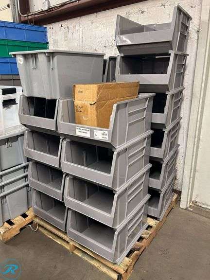 (19) Gray Plastic Storage Bins With Dividers - Roller Auctions