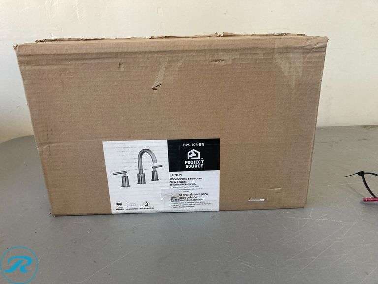 (1) New- Project Source Larton Brushed Nickel Widespread 2-handle WaterSense High-arc Residential Handle Bathroom Sink Faucet with Drain - Roller Auctions