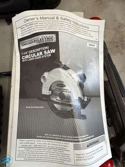 Chicago Electric 7-1/4-Inch Circular Saw With Laser Guide System - Roller Auctions
