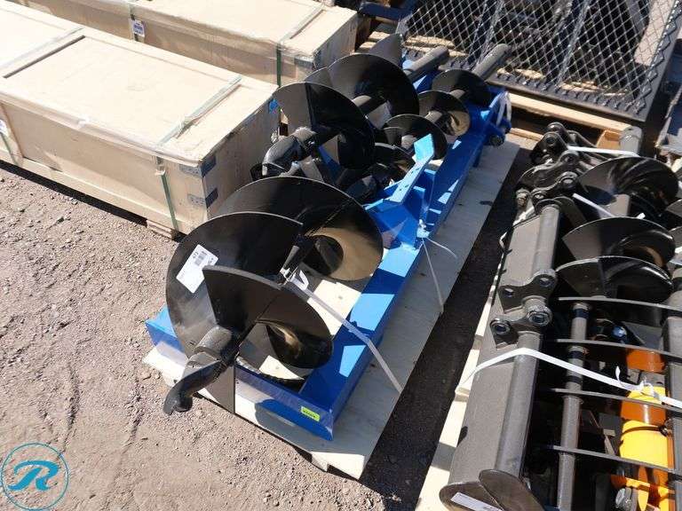 New GIYI Hydraulic Posthole Digging Attachment to Fit Skid Steer Loader With 8", 12" and 16" Auger Bits - Roller Auctions