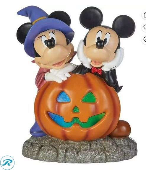 Disney: Halloween 21-inch Mickey and Minnie Pumpkin with Lights and Music- Like New