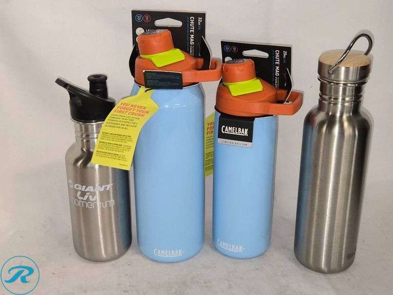 (4) Metal Bottles Including CamelBak Chute Mag and Giant Aluminum Models - Roller Auctions