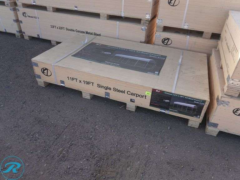 New KJ K1119 Steel Carport, 11' x 19' x 9' High - Roller Auctions