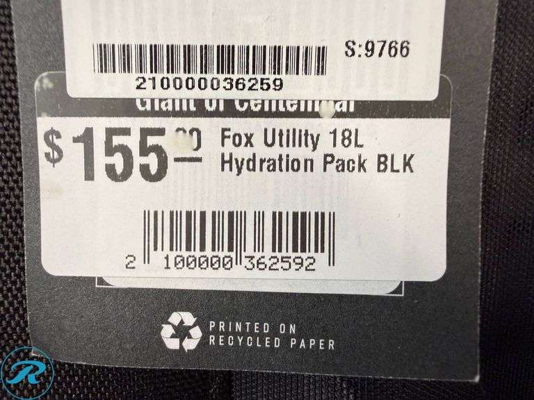 (2) Fox Utility Hydration Packs, 6L and 18L - Roller Auctions