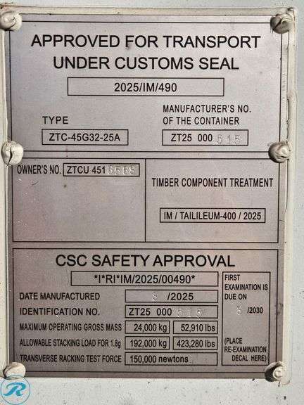 New 2025 40' Steel Storage Container, High Cube, 9'6" High X 8' Wide, (2) Double Door Side Openings - Roller Auctions