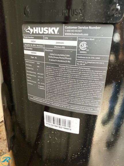 Husky C630H Vertical Air Compressor, 2-Stage, 175 Psi, 60 Gallon - Roller Auctions