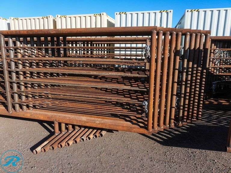 (10) PK Texas Livestock Panels, 24' Long x 56" High, 2 7/8", w/ Gate - Roller Auctions