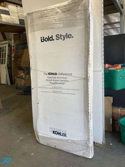 (1) New Kohler Levity Brushed Nickel 56 1/4" to 60" W x 74" H Frameless Standard Sliding Shower - Roller Auctions