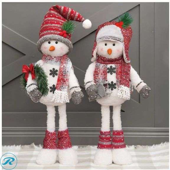 Plush Holiday Snowmen, Set of 2- New - Roller Auctions