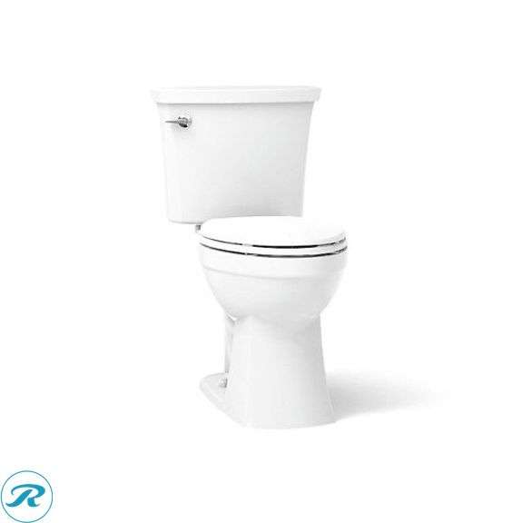 (1) New- KOHLER Elliston White Elongated Chair height 12-in Rough-In WaterSense 1.28 GPF Soft Close 2-piece Toilet