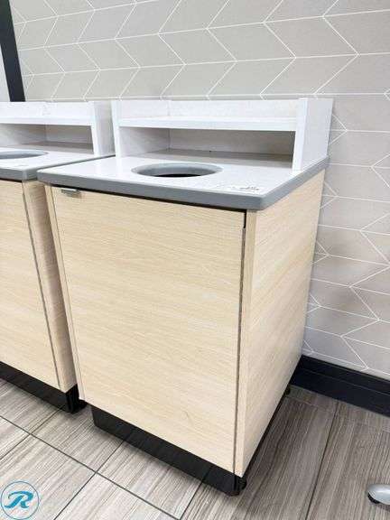 Plymold Trash Receptacle With Built-In Disposal Opening and Shelf, 24in x 24in x42in