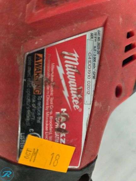 (2) Milwaukee M18 Fuel Hackzall Reciprocating Saws - Roller Auctions