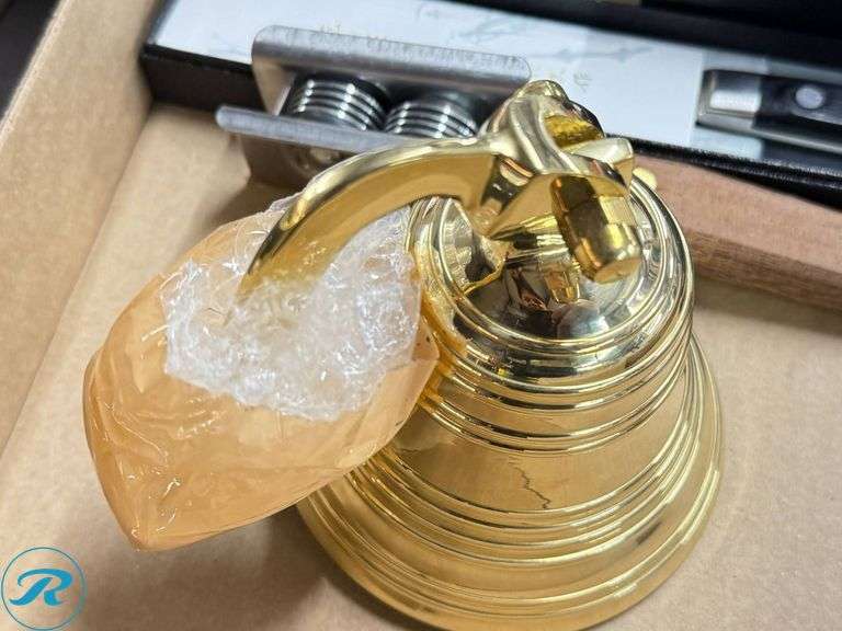 Box of Brass Bells, Magnifier, and Metal Cutter - Roller Auctions