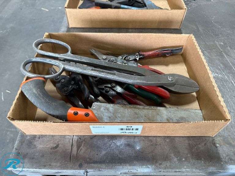 Tray of Snips, Pruning Saw, and Scissors