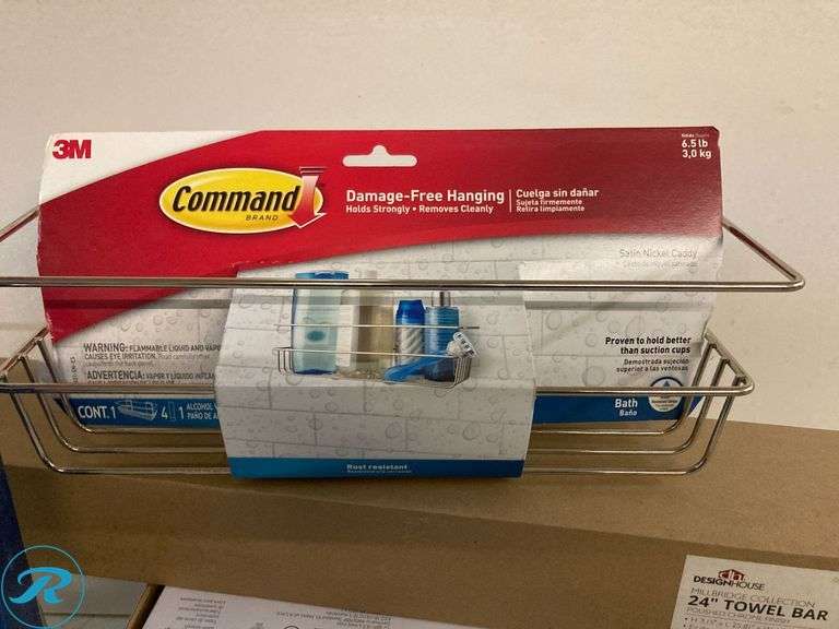 (4)Assortment- New Bathroom Accessories. Included: Centerset Bath Faucet 4" 2 handles, 24" Towel Bar, Hanging Caddy,  Shower Head Combo Set - Roller Auctions