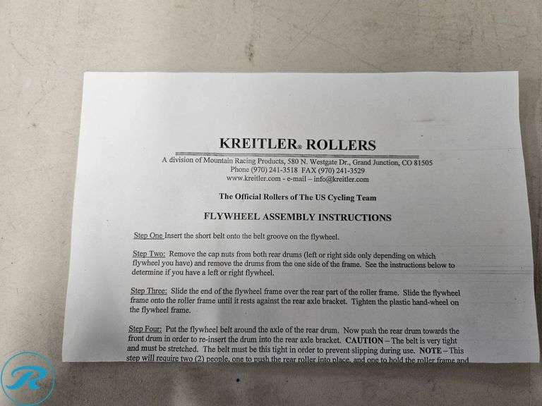 Kreitler Rollers Flywheel with Pulley and Assembly Instructions - Roller Auctions