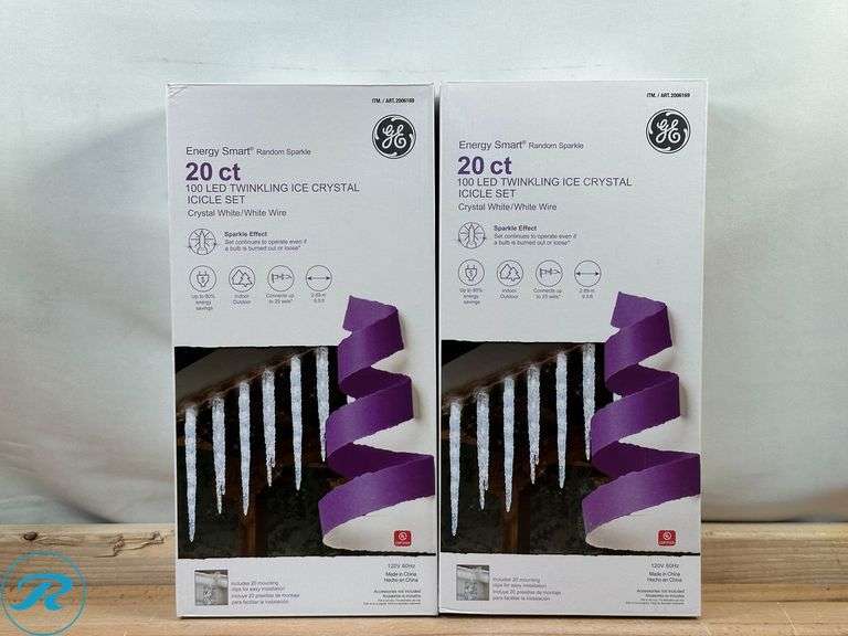 (2) GE: Energy Smart Random Sparkle 20-Count 100 LED Twinkling Ice Crystal Icicle Set- New