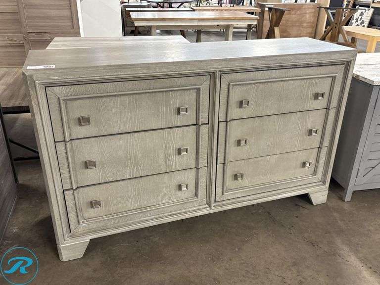 King Jade Industrial Co. Six-Drawer Dresser in Light Wood Finish, 64in x 18in x 39in