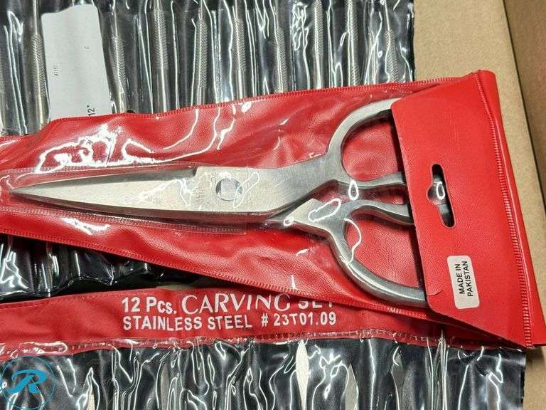 12-Piece Carving Set and Scissors, Stainless Steel - Roller Auctions
